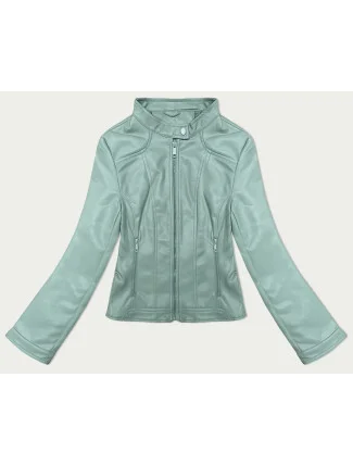 Krátká dámská bunda ramoneska v mátové barvě se stojáčkem J Style (11Z8127) Krátká dámská bunda ramoneska v mátové barvě se stojáčkem J Style (11Z8127)