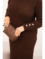 Dámská svetrková suknička Plus Size s mohair čokoládová