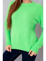 Dámský svetr z baby alpaky s dlouhým rukávem neonově zelený