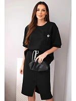 Dámský máslový komplet s blůzkou a midi sukní černý Dámský máslový komplet s blůzkou a midi sukní černý