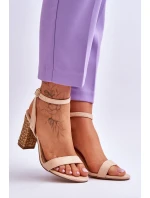 Semišové Sandály Na Spleteném Podpatku Béžové Selila Semišové Sandály Na Spleteném Podpatku Béžové Selila