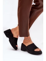 Eko Semišové Pantofle Dámské Na Platformě A Klínu Černé Afisal Eko Semišové Pantofle Dámské Na Platformě A Klínu Černé Afisal