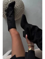 Zateplené Kozačky Kavalíři Dámské Na Podpatku S Třásněmi Černé Zalia