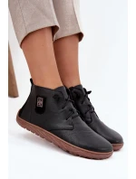 Kožené dámské polobotky Barefoot s ozdobným detailem Zazoo 30072 Černé