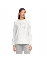 Dámské pyžamo s nášivkou kočky 15234 - 473 Šedá - Vamp Dámské pyžamo s nášivkou kočky 15234 - 473 Šedá - Vamp