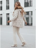 Dámská zimní bunda LUMORE s prošívanou kapucí světle béžová FashionStreet TY5012 Dámská zimní bunda LUMORE s prošívanou kapucí světle béžová FashionStreet TY5012