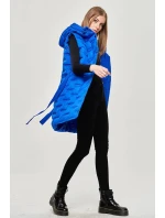 Dlouhá dámská vesta v chrpové barvě s páskem (JIN217)