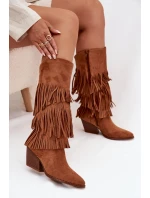 Zateplené Kobyly Dívčí Kobyly S Fringingem Camel Brivina Zateplené Kobyly Dívčí Kobyly S Fringingem Camel Brivina