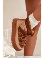 Nízké dámské sněhule s teplým kožíškem a silným šněrováním Camel Xarina Nízké dámské sněhule s teplým kožíškem a silným šněrováním Camel Xarina