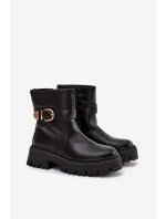 Zateplené dámské kotníkové boty se zlatým sponem Černé Elanore Zateplené dámské kotníkové boty se zlatým sponem Černé Elanore