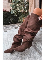 Nafukovací dámské kozačky na jehlovém podpatku čokoládové Ysolienne