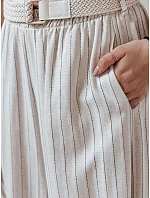 Dámské široké pruhované viskózové kalhoty SUMMERLINE beige FashionStreet UY2697 Dámské široké pruhované viskózové kalhoty SUMMERLINE beige FashionStreet UY2697