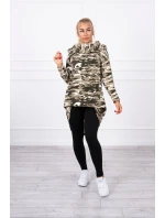 Mikina s dlouhými zády moro khaki+ecru Mikina s dlouhými zády moro khaki+ecru