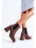 Semišové boty na masivním podpatku Laura Messi 2519 Brown