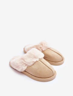 Dámské Papuče Klapky s Kožešinou Světle Béžové Pinky