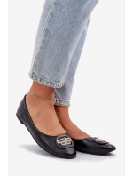 Baleríny Na Ploché Podešvi S Ozdobou Černé Ainoria Baleríny Na Ploché Podešvi S Ozdobou Černé Ainoria