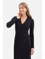 B307 Pletené tužkové šaty - černé