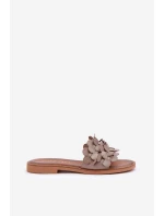 Dámské pantofle na plochém podpatku 40381 Taupe - Zazoo Dámské pantofle na plochém podpatku 40381 Taupe - Zazoo