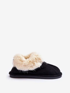 Dámské Papuče S Kožešinou Černé Lanoze