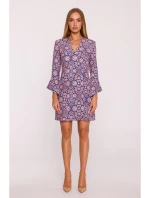M877 Šaty s potiskem a širokými manžetami - model 3