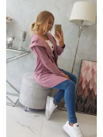 Volná bunda s kapucí 8928 tmavě růžová - Kesi