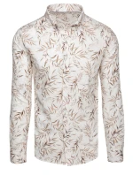Pánská bílá košile s listy FashionStreet DX2639