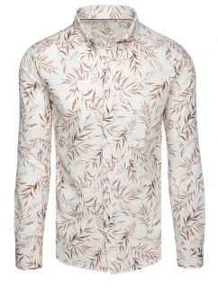Pánská bílá košile s listy FashionStreet DX2639