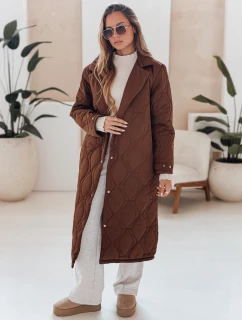 Dámský prošívaný dlouhý kabát TRENDIFY hnědý FashionStreet TY4939