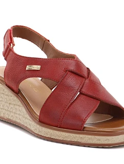 Sergio Leone SK297 dámské vínové kožené sandály na platformě