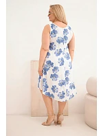 Dámské šaty Plus Size z viskózy s květinovým vzorem na ramínkách bílá