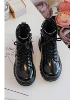 Dětské Boty Lakovane Se Zipem Černá Tibbie