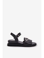 Lakovane Dámské Sandály Na Klínu S Ozdobou Černé Salianes Lakovane Dámské Sandály Na Klínu S Ozdobou Černé Salianes