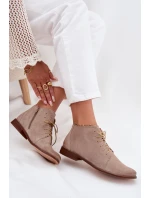 Semišové kotníkové boty na plochém podpatku Cappuccino Zazoo 4078 Semišové kotníkové boty na plochém podpatku Cappuccino Zazoo 4078