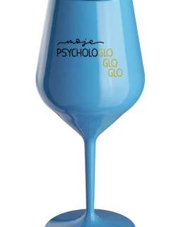 MOJE PSYCHOLOGLOGLOGLO - modrá nerozbitná sklenice na víno 470 ml