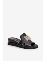 Dámské Sandály Na Klínu Eko Kůže S Ozdobou Černé Sarela