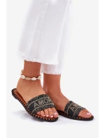 Dámské Pantofle Na Plochém Podpatku Se Zdobením Černé Dorfedi