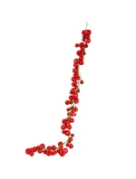 VĚNEC Z VĚTVIČEK 180CM S OZDOBAMI 80 KS.SLÍDA ČERVENÁ