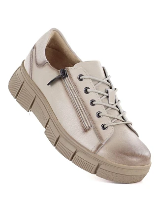 Dámské kožené boty na platformě béžové Cambell 26-19305