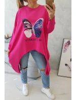 Oversize halenka s potiskem fuchsiová