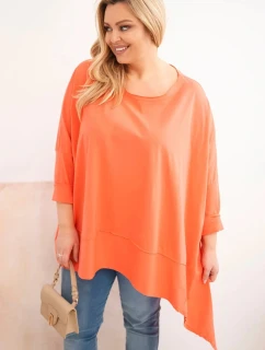 Dámská tunika Plus Size z bavlny s asymetrickým spodním lemem meruňková
