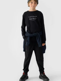 Tričko S Dlouhým Rukávem Pro Chlapce S Potiskem Regular 4F 4FJWAW24TLONM294-20S Černé