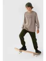 Tričko S Dlouhým Rukávem Pro Chlapce S Potiskem Regular 4F 4FJWAW24TLONM294-26S Šedé