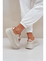 Dámské Kožené Tenisky CheBello 4411 Světle Béžové