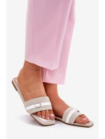 Plné Dámské Sandály S Páskem A Přezkou Béžovo-Bílé Zilina