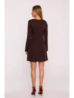 M872 Šaty s obrácenými záhyby - hnědé M872 Šaty s obrácenými záhyby - hnědé