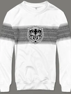 Tenká bílá mikina s potiskem (8B1103-1)