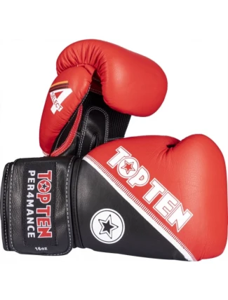 TOP TEN RTT-4Select 10 oz červeno-černé kožené boxerské rukavice