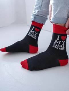 Pánské ponožky s nápisem I LOVE MY GIRLFRIEND Černé