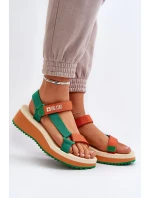 Dámské sandály na platformě a klínku Big Star zeleno-oranžové Dámské sandály na platformě a klínku Big Star zeleno-oranžové