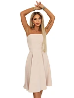 641-4 VIVIENNE korzetové rozšířené midi šaty s páskem - světle béžové